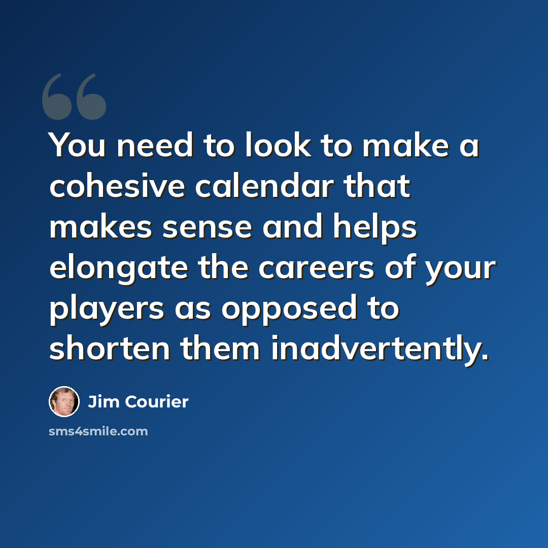 “You need to look to make a cohesive calendar that makes sense and helps elongate the careers of your players as opposed to shorten them inadvertently.” quote by Jim Courier