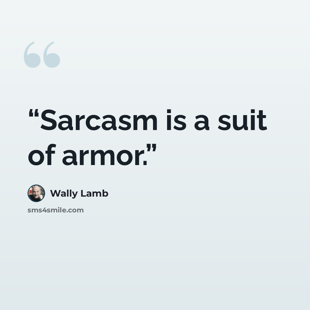 “Sarcasm is a suit of armor.” quote by Wally Lamb