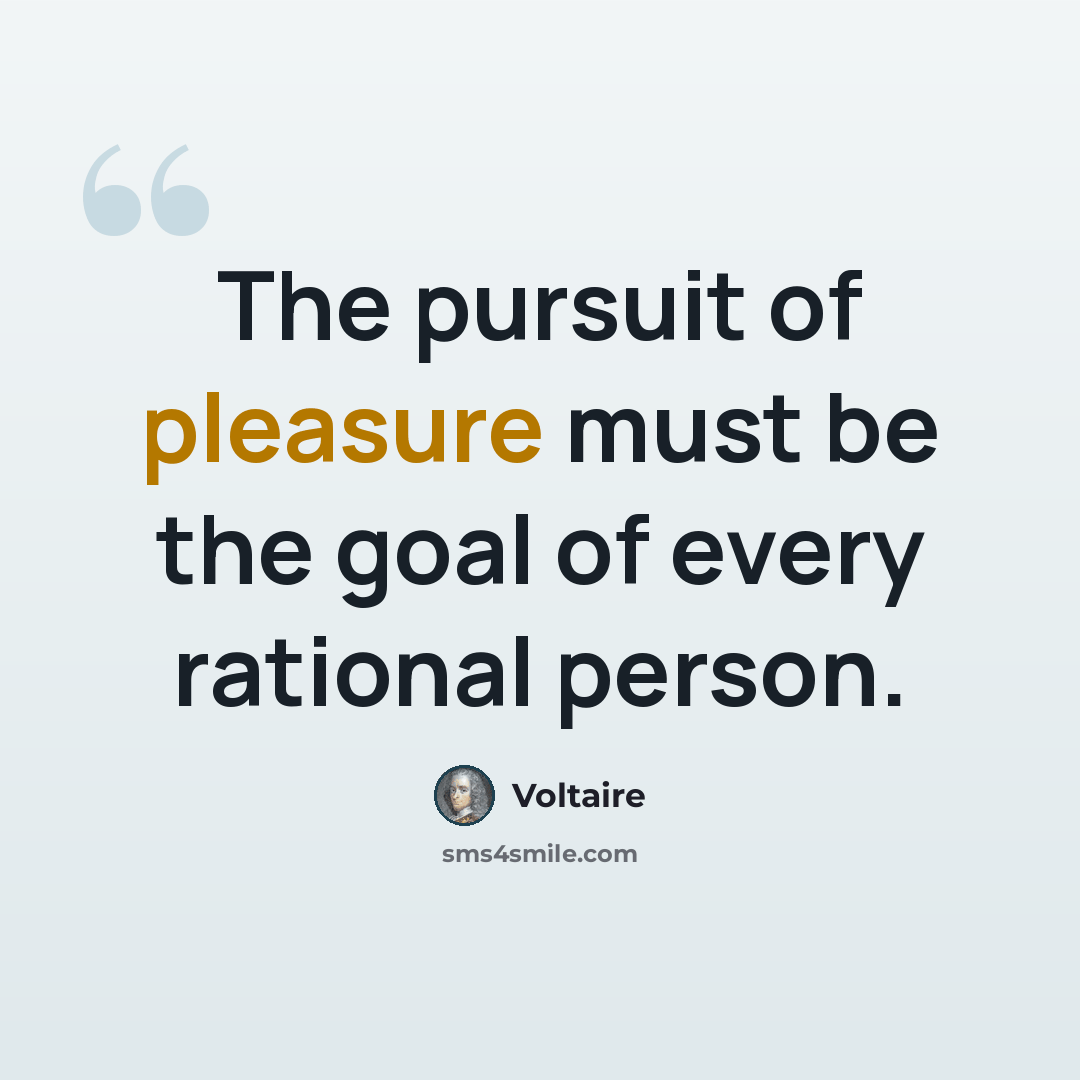 “The pursuit of pleasure must be the goal of every rational person.” quote by Voltaire