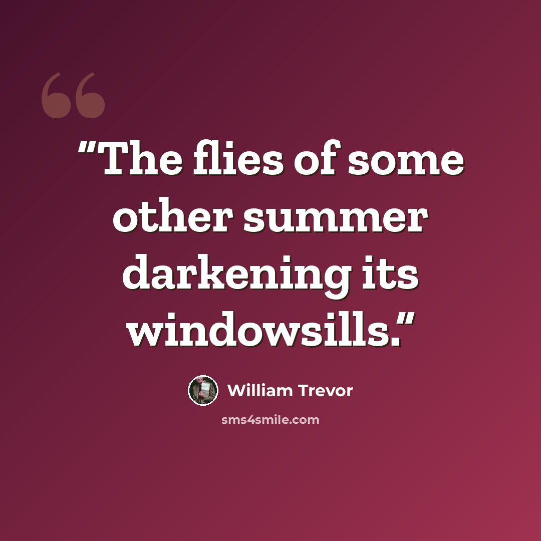 “The flies of some other summer darkening its windowsills.” quote by William Trevor