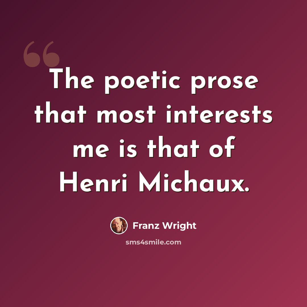 “The poetic prose that most interests me is that of Henri Michaux.” quote by Franz Wright