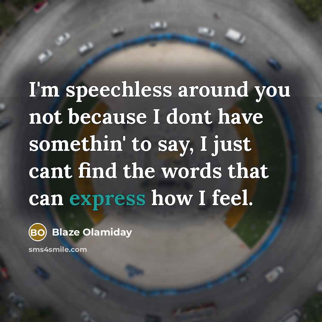 “I'm speechless around you not because I dont have somethin' to say, I just cant find the words that can express how I feel.” quote by Blaze Olamiday