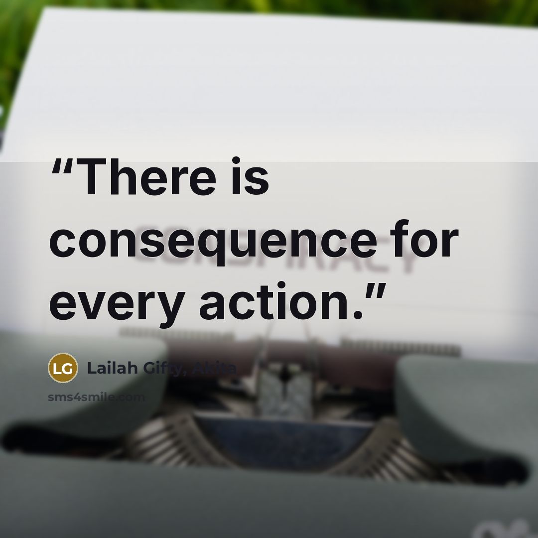 “There is consequence for every action.” quote by Lailah Gifty, Akita