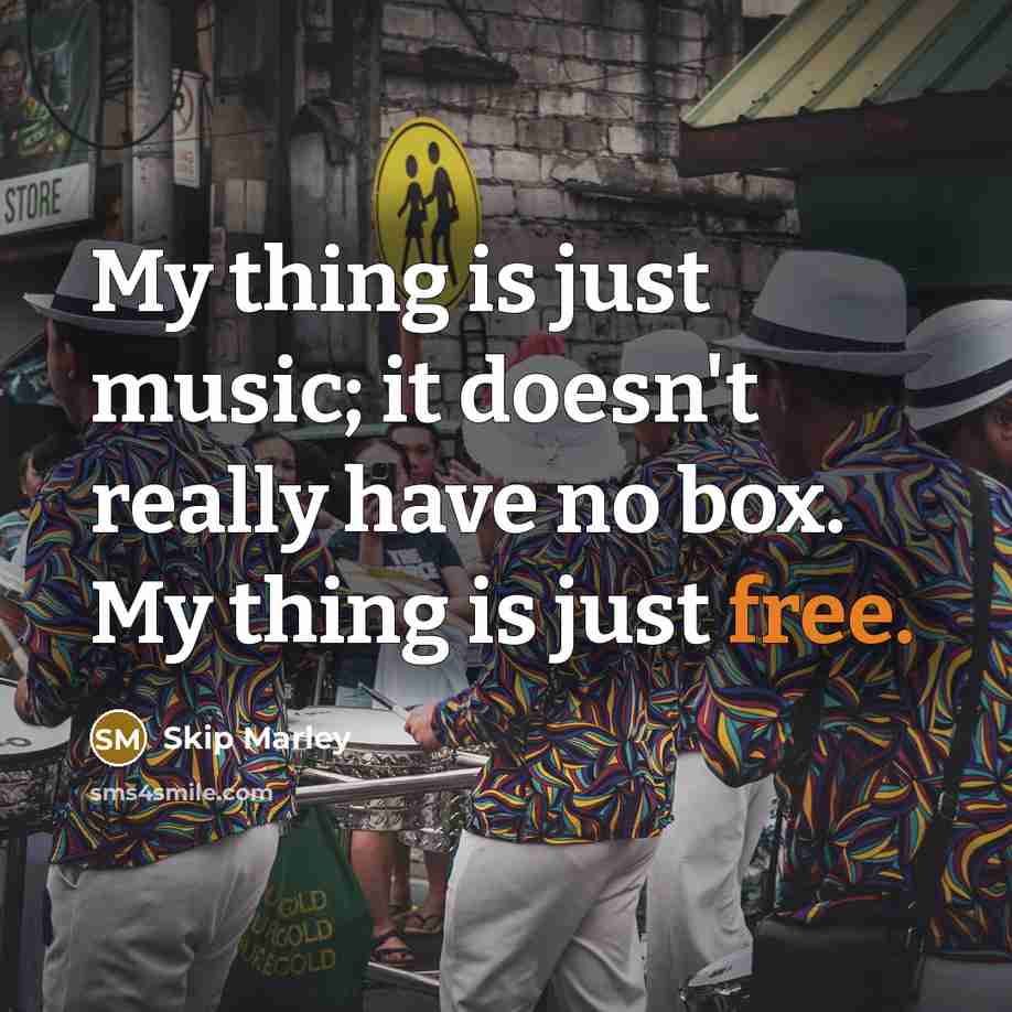 “My thing is just music; it doesn't really have no box. My thing is just free.” quote by Skip Marley