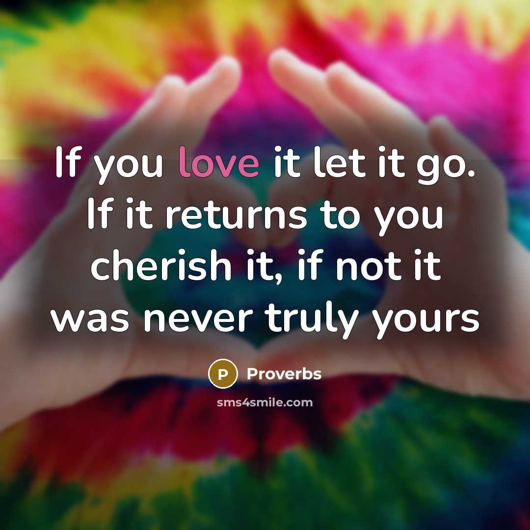 “If you love it let it go. If it returns to you cherish it, if not it was never truly yours” quote by Proverbs
