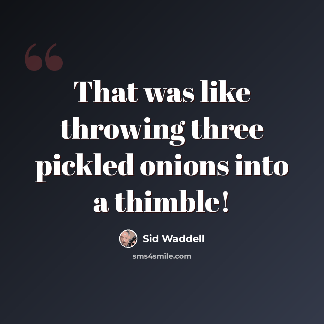 “That was like throwing three pickled onions into a thimble!” quote by Sid Waddell