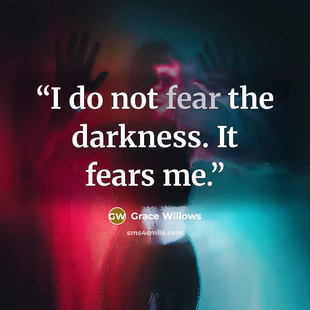 “I do not fear the darkness. It fears me.” quote by Grace Willows
