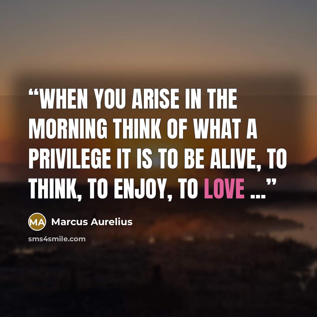 “When you arise in the morning think of what a privilege it is to be alive, to think, to enjoy, to love ...” quote by Marcus Aurelius