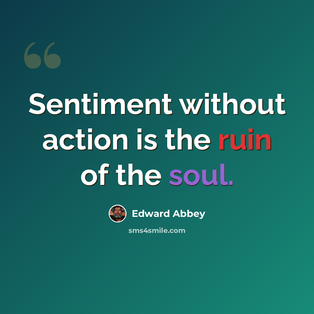 “Sentiment without action is the ruin of the soul.” quote by Edward Abbey