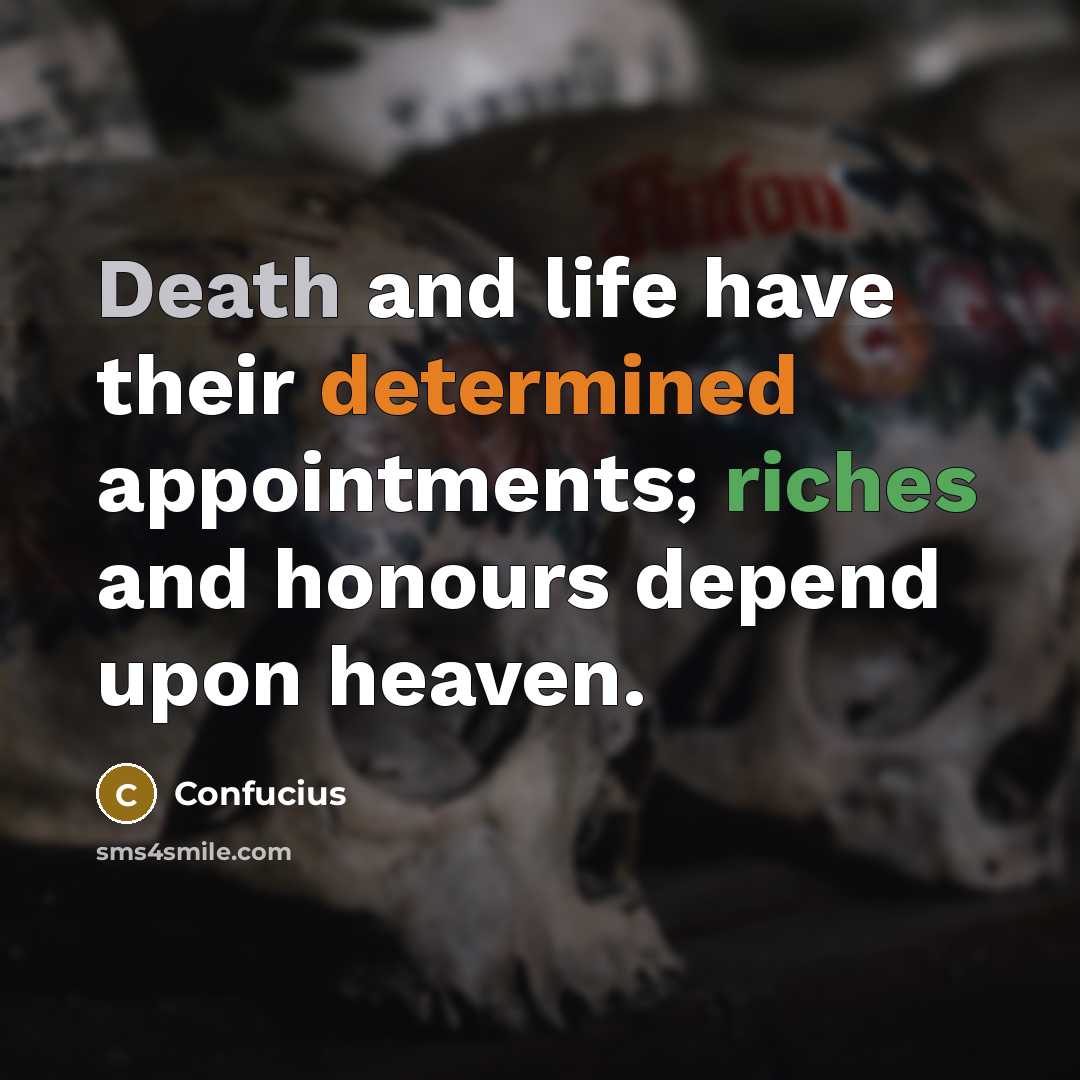 “Death and life have their determined appointments; riches and honours depend upon heaven.” quote by Confucius