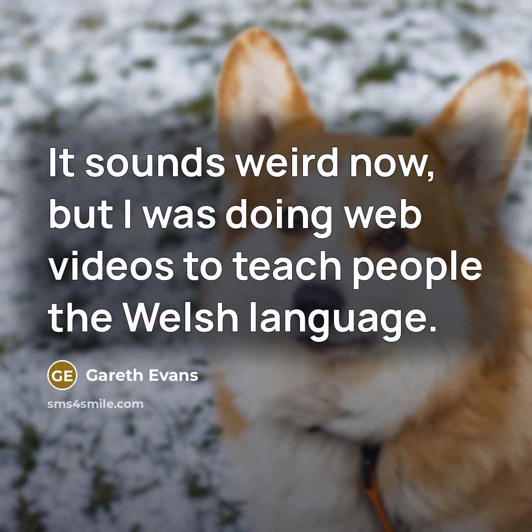 “It sounds weird now, but I was doing web videos to teach people the Welsh language.” quote by Gareth Evans