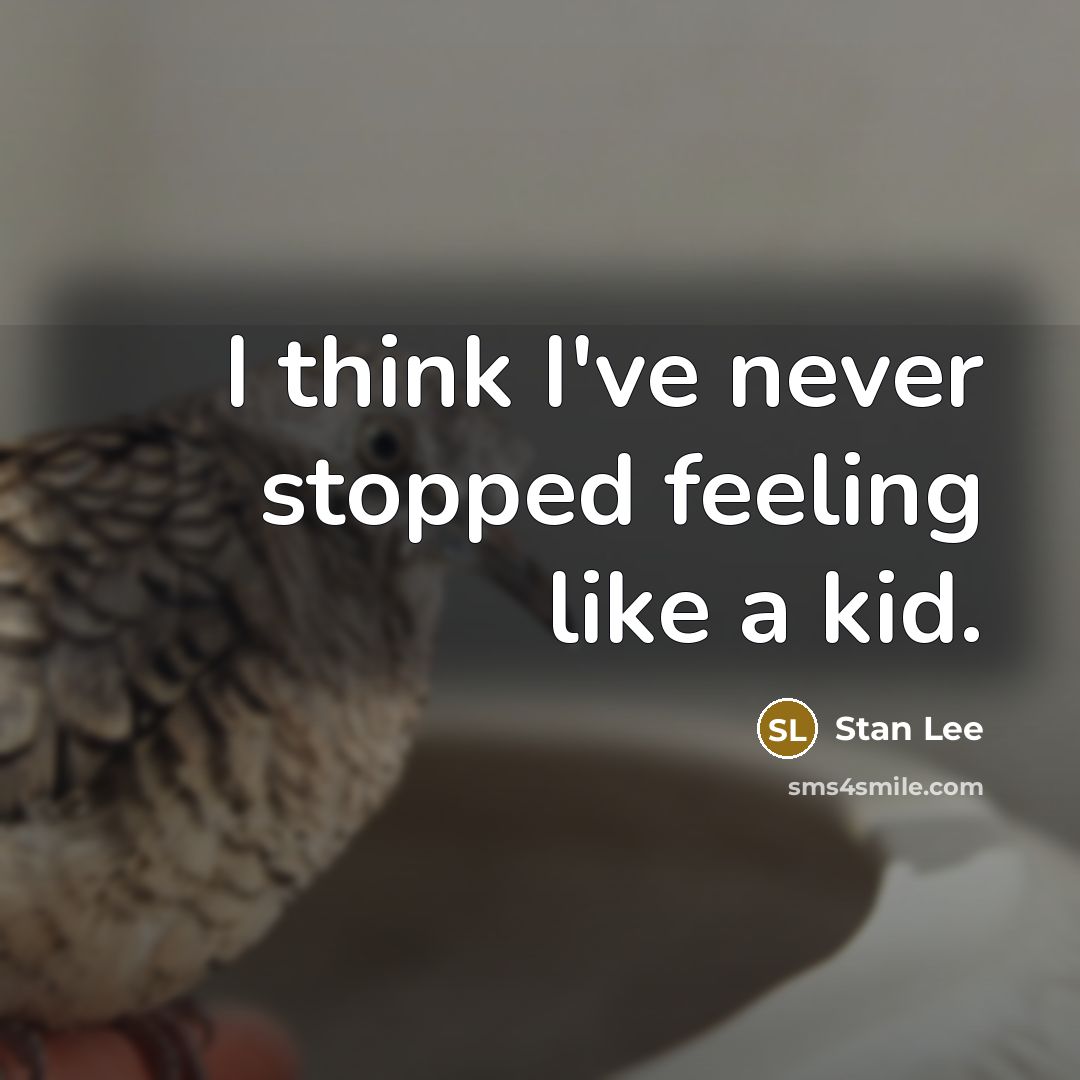 “I think I've never stopped feeling like a kid.” quote by Stan Lee