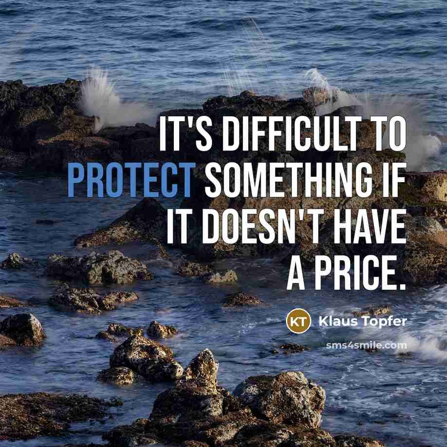 “It's difficult to protect something if it doesn't have a price.” quote by Klaus Topfer