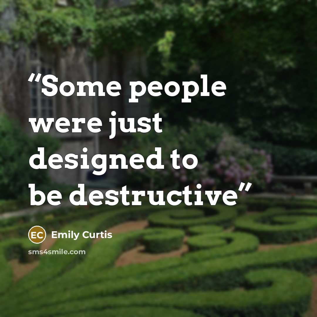 “Some people were just designed to be destructive” quote by Emily Curtis
