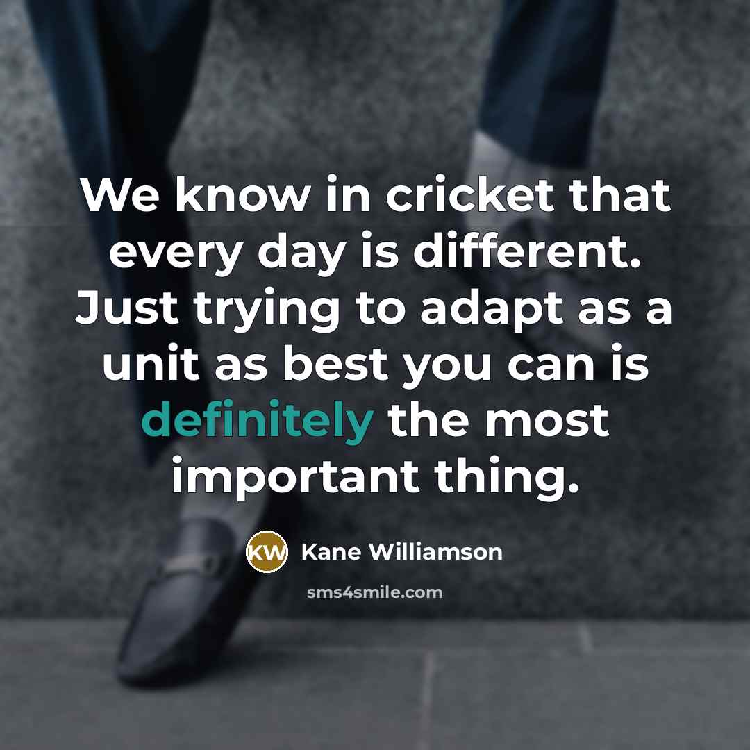 “We know in cricket that every day is different. Just trying to adapt as a unit as best you can is definitely the most important thing.” quote by Kane Williamson