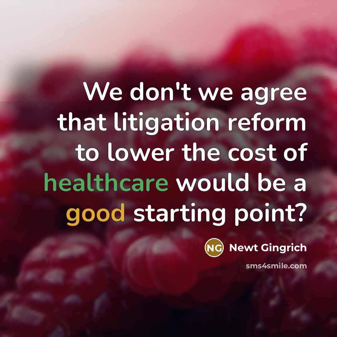 “We don't we agree that litigation reform to lower the cost of healthcare would be a good starting point?” quote by Newt Gingrich