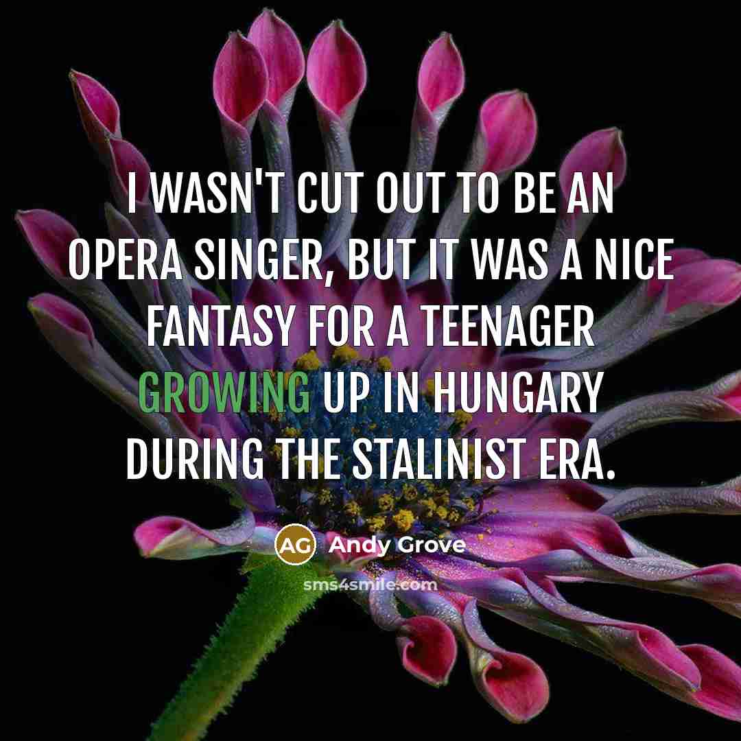 “I wasn't cut out to be an opera singer, but it was a nice fantasy for a teenager growing up in Hungary during the Stalinist era.” quote by Andy Grove