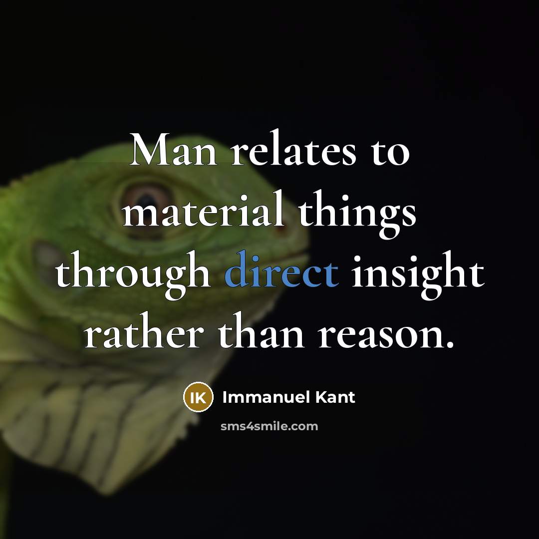 “Man relates to material things through direct insight rather than reason.” quote by Immanuel Kant