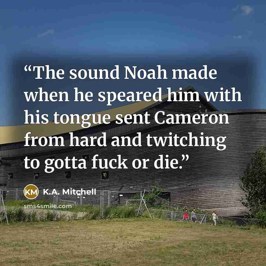 “The sound Noah made when he speared him with his tongue sent Cameron from hard and twitching to gotta fuck or die.” quote by K.A. Mitchell