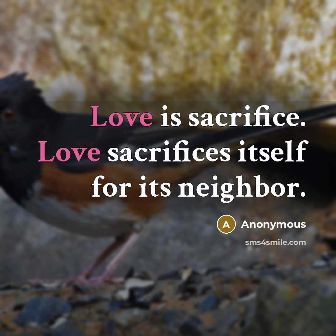 “Love is sacrifice. Love sacrifices itself for its neighbor.” quote by Anonymous
