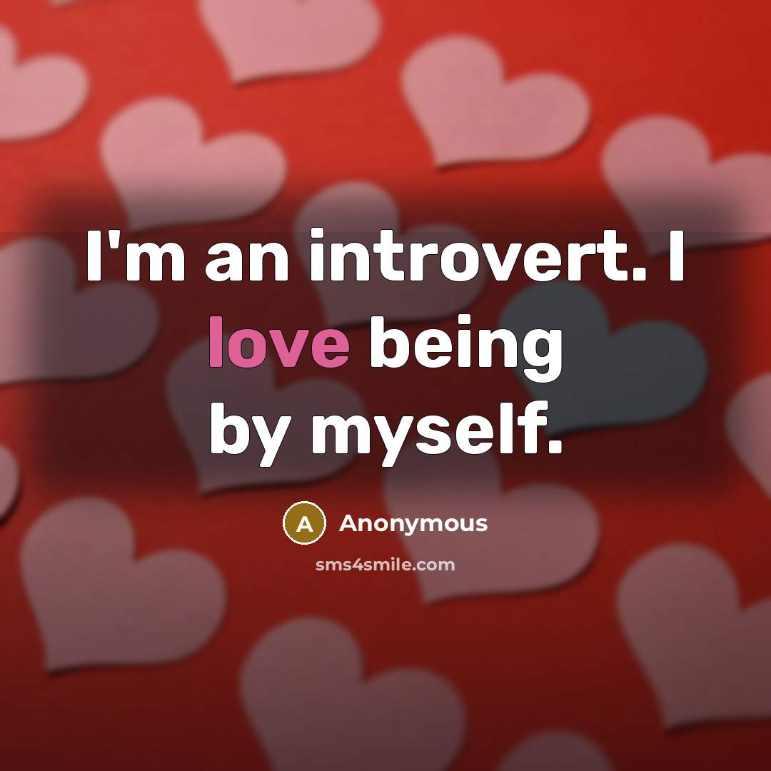 “I'm an introvert. I love being by myself.” quote by Anonymous