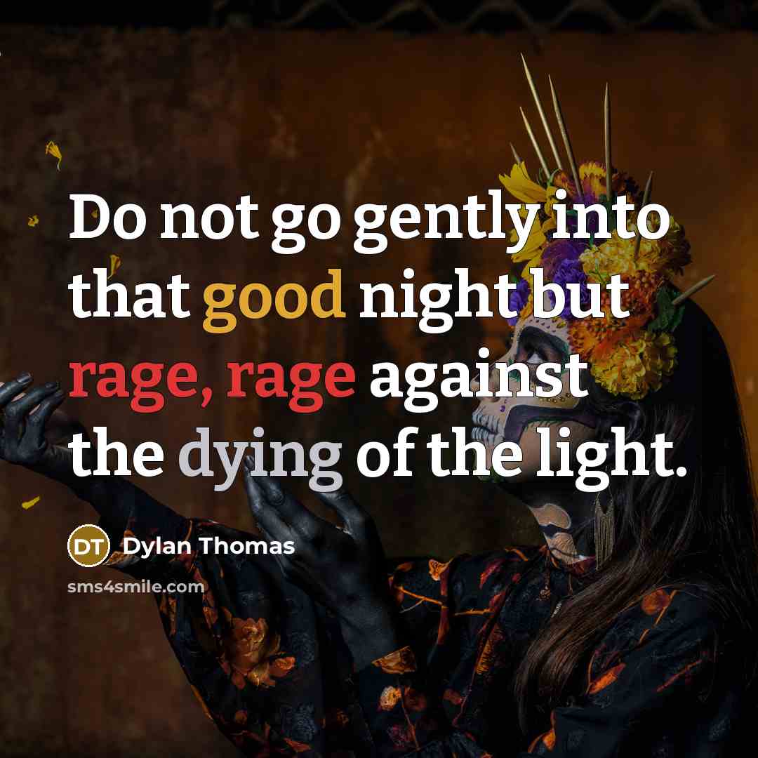 “Do not go gently into that good night but rage, rage against the dying of the light.” quote by Dylan Thomas
