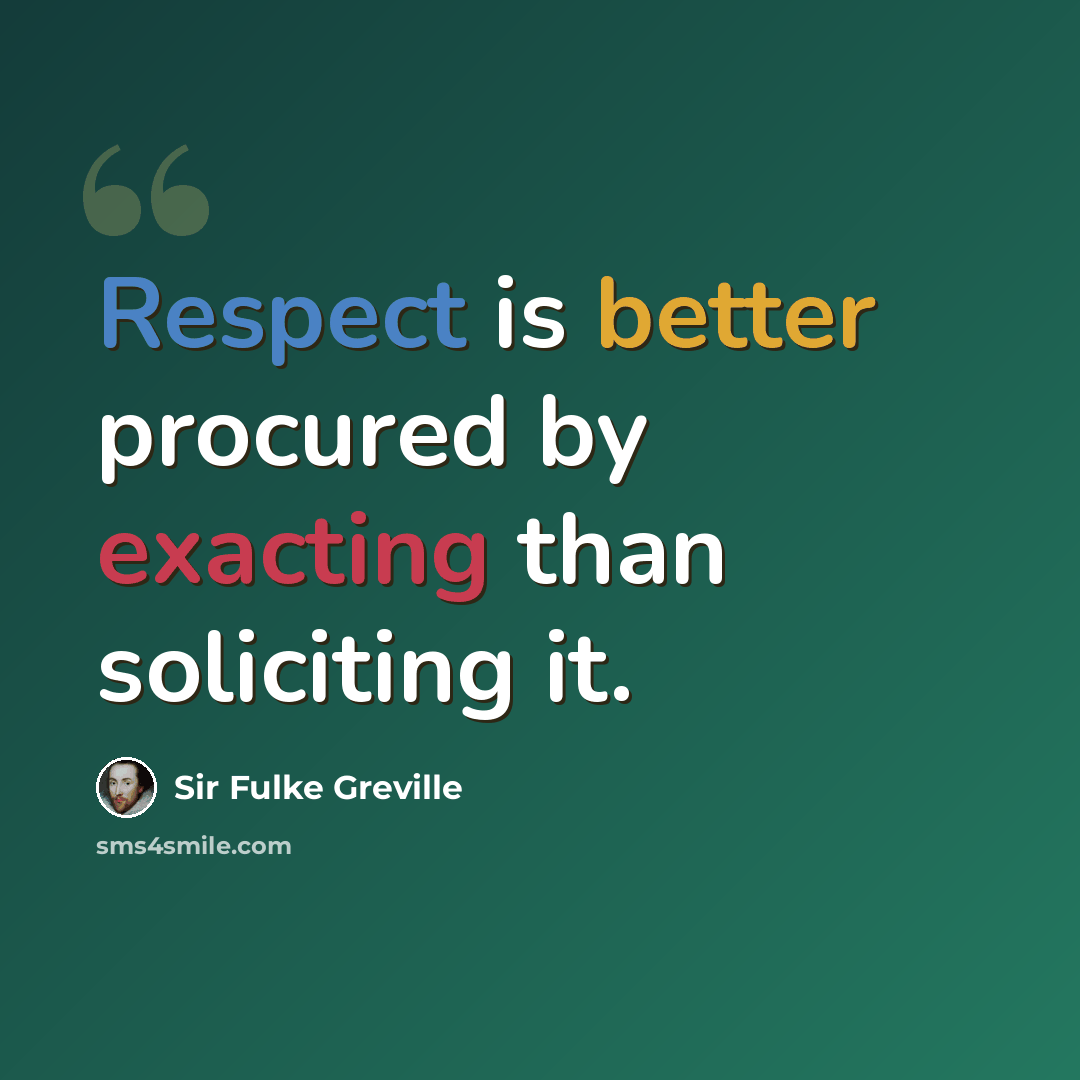 “Respect is better procured by exacting than soliciting it.” quote by Sir Fulke Greville