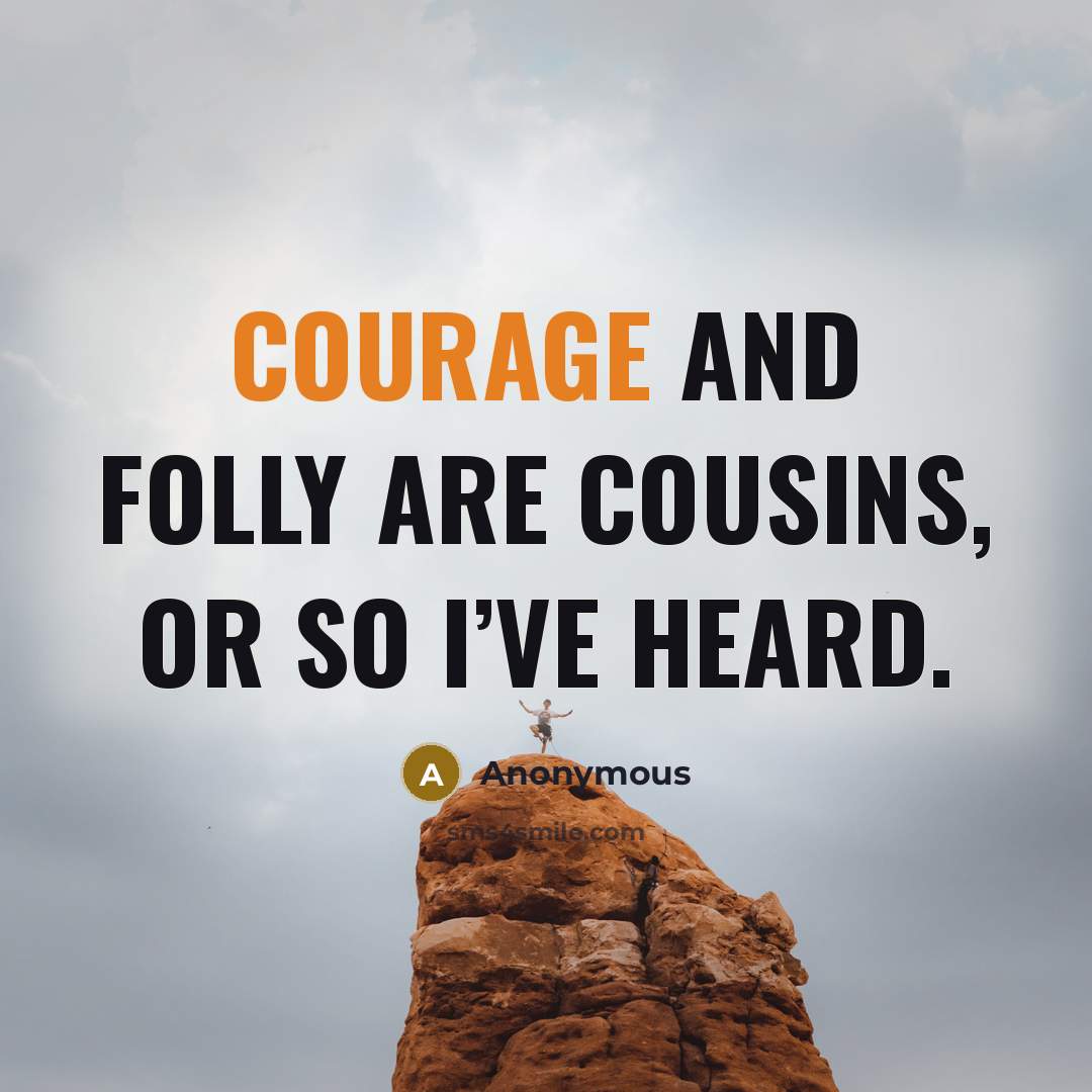 “Courage and folly are cousins, or so I’ve heard.” quote by Anonymous