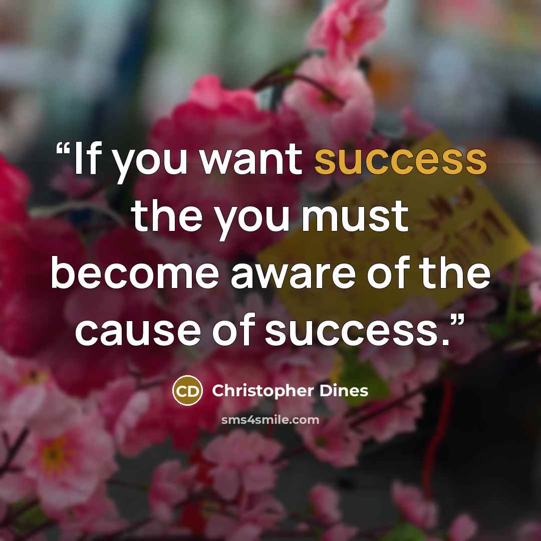 “If you want success the you must become aware of the cause of success.” quote by Christopher Dines