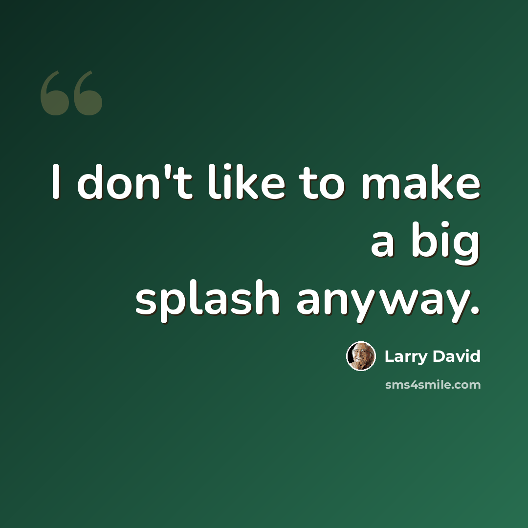 “I don't like to make a big splash anyway.” quote by Larry David
