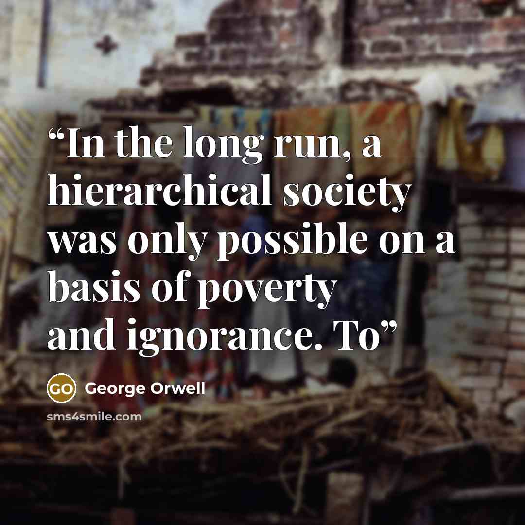 “In the long run, a hierarchical society was only possible on a basis of poverty and ignorance. To” quote by George Orwell