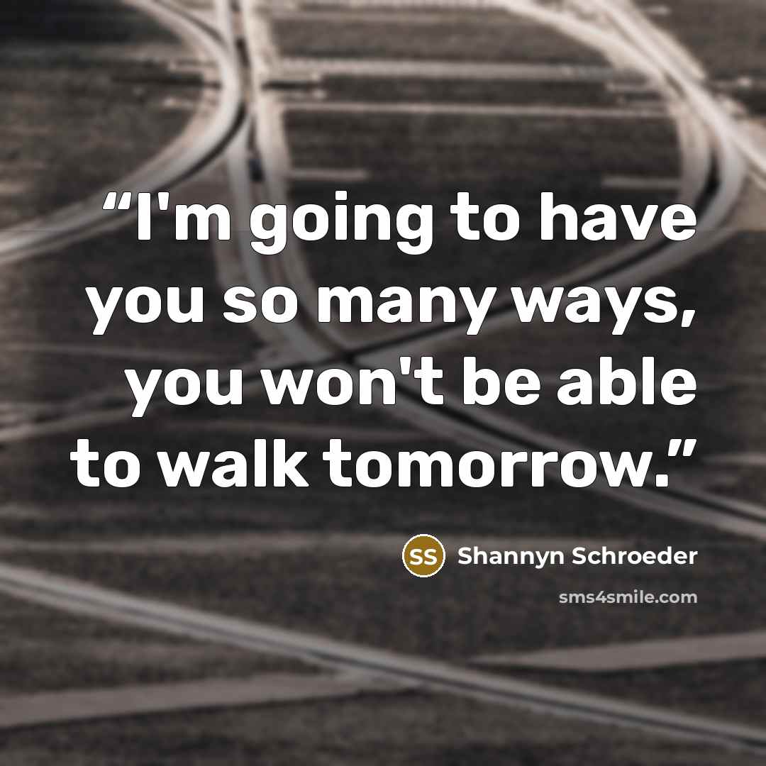 “I'm going to have you so many ways, you won't be able to walk tomorrow.” quote by Shannyn Schroeder