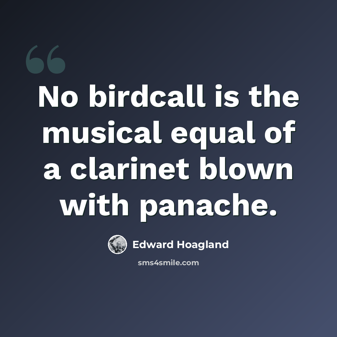 “No birdcall is the musical equal of a clarinet blown with panache.” quote by Edward Hoagland