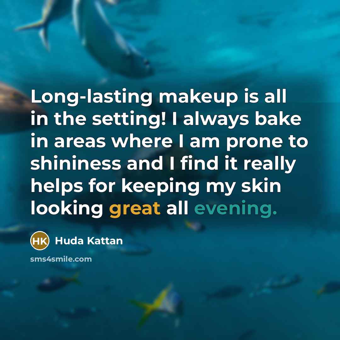 “Long-lasting makeup is all in the setting! I always bake in areas where I am prone to shininess and I find it really helps for keeping my skin looking great all evening.” quote by Huda Kattan