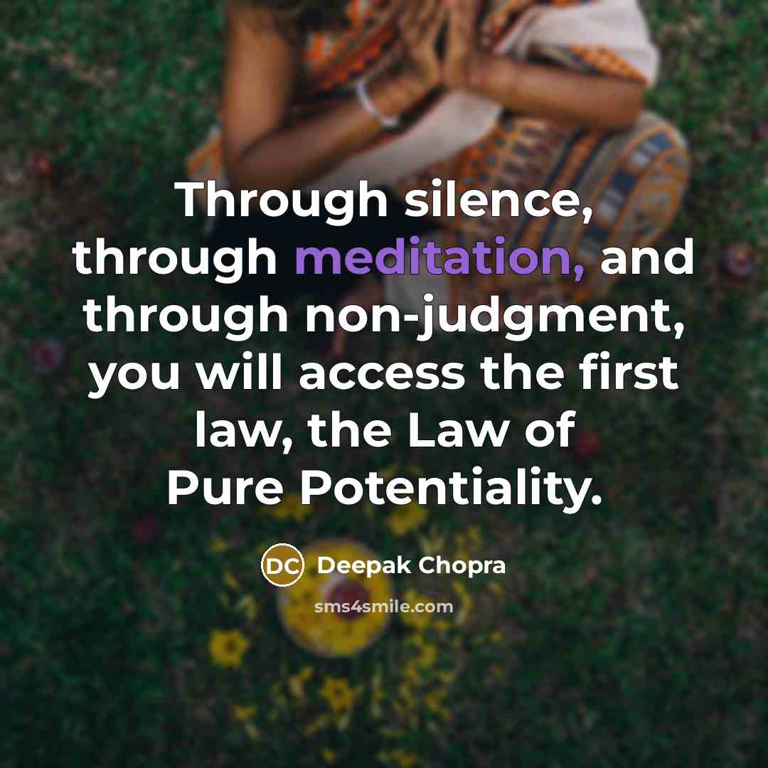 “Through silence, through meditation, and through non-judgment, you will access the first law, the Law of Pure Potentiality.” quote by Deepak Chopra