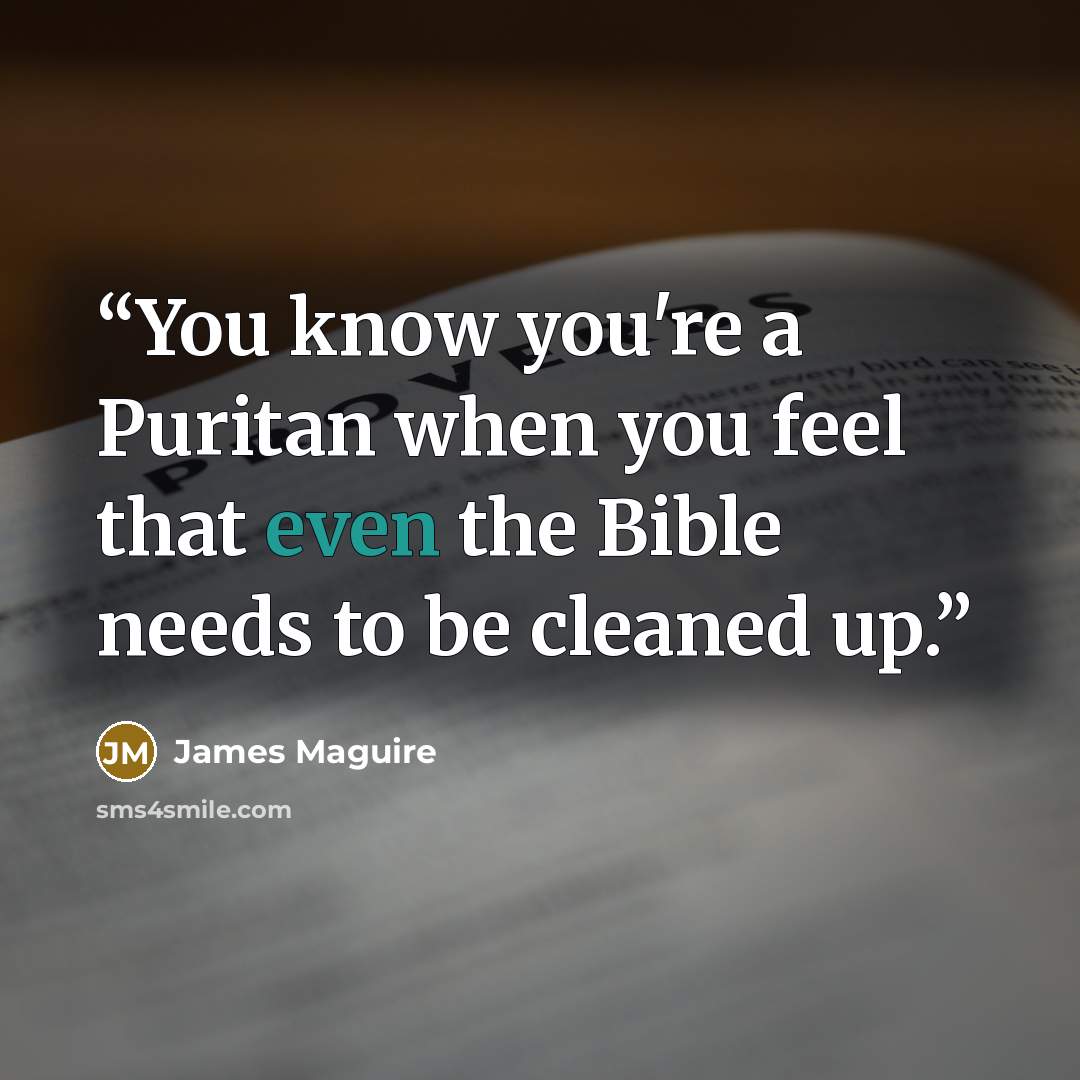 “You know you're a Puritan when you feel that even the Bible needs to be cleaned up.” quote by James Maguire