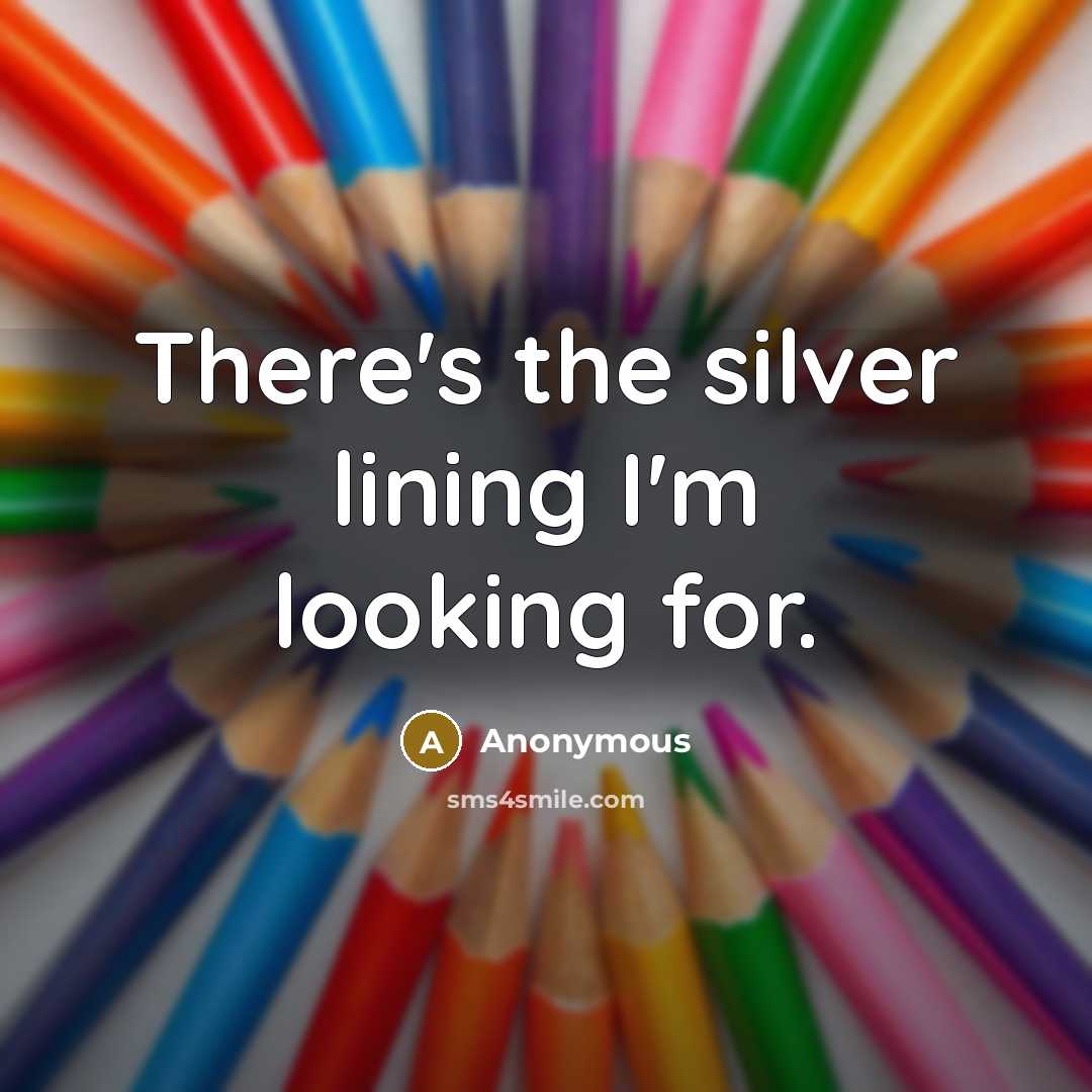 “There's the silver lining I'm looking for.” quote by Anonymous