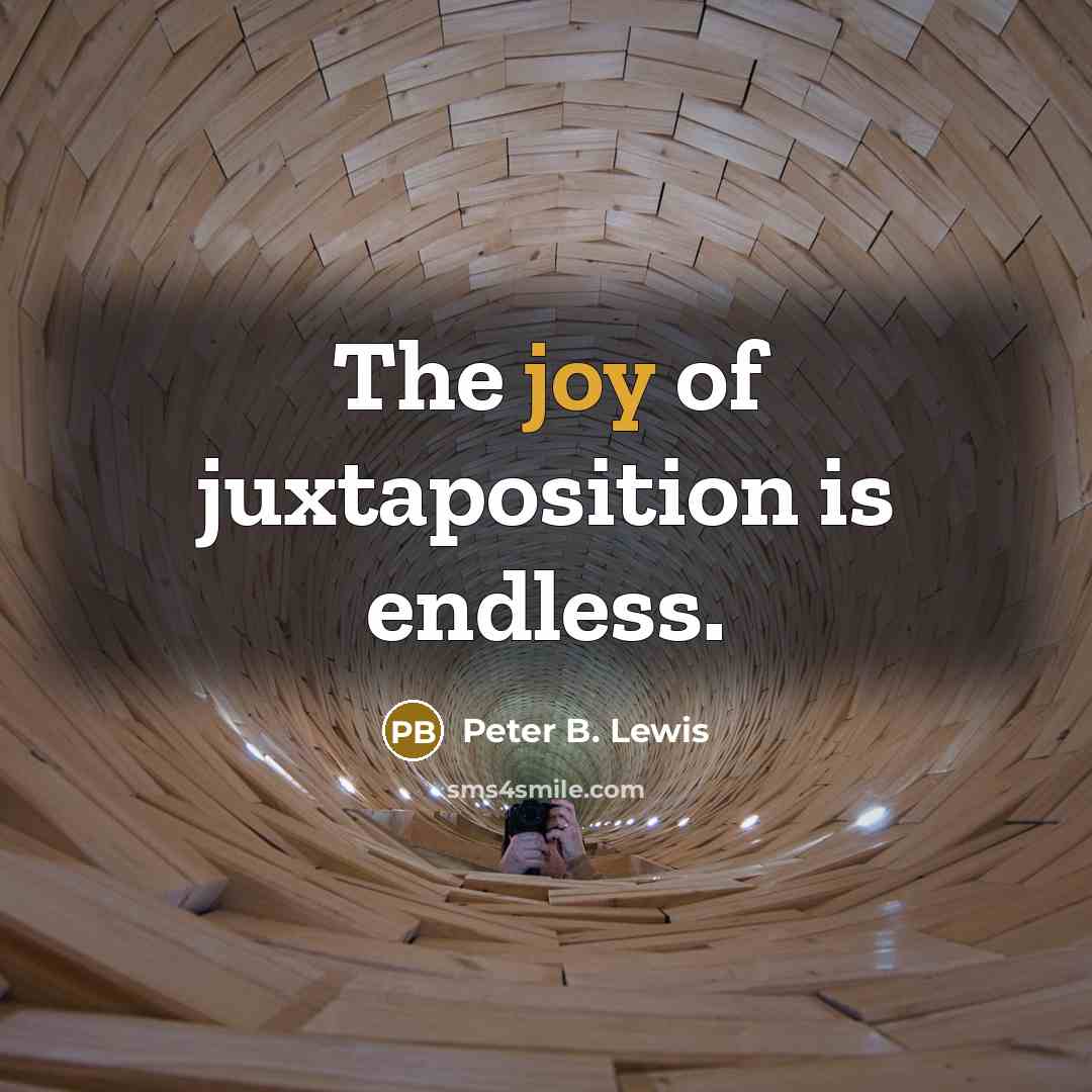 “The joy of juxtaposition is endless.” quote by Peter B. Lewis