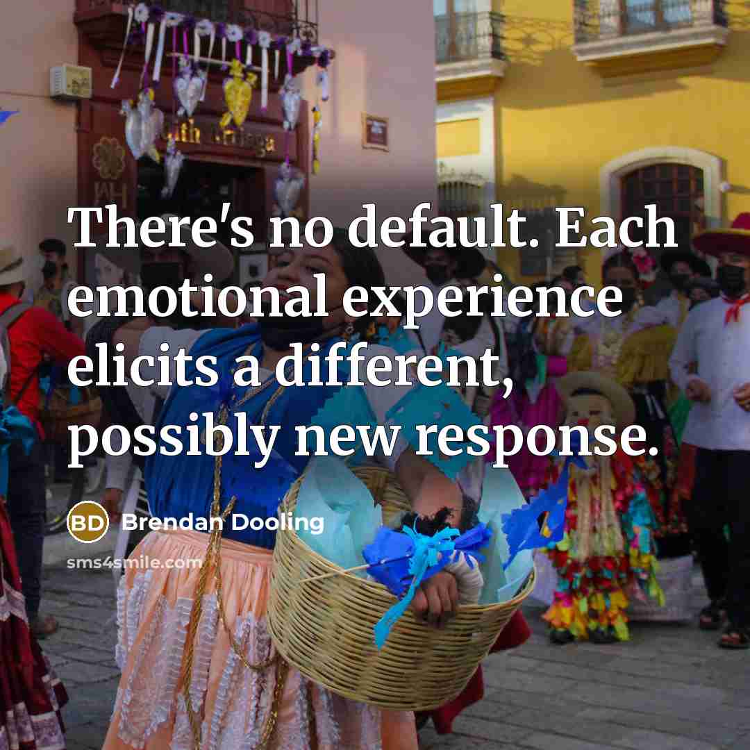 “There's no default. Each emotional experience elicits a different, possibly new response.” quote by Brendan Dooling