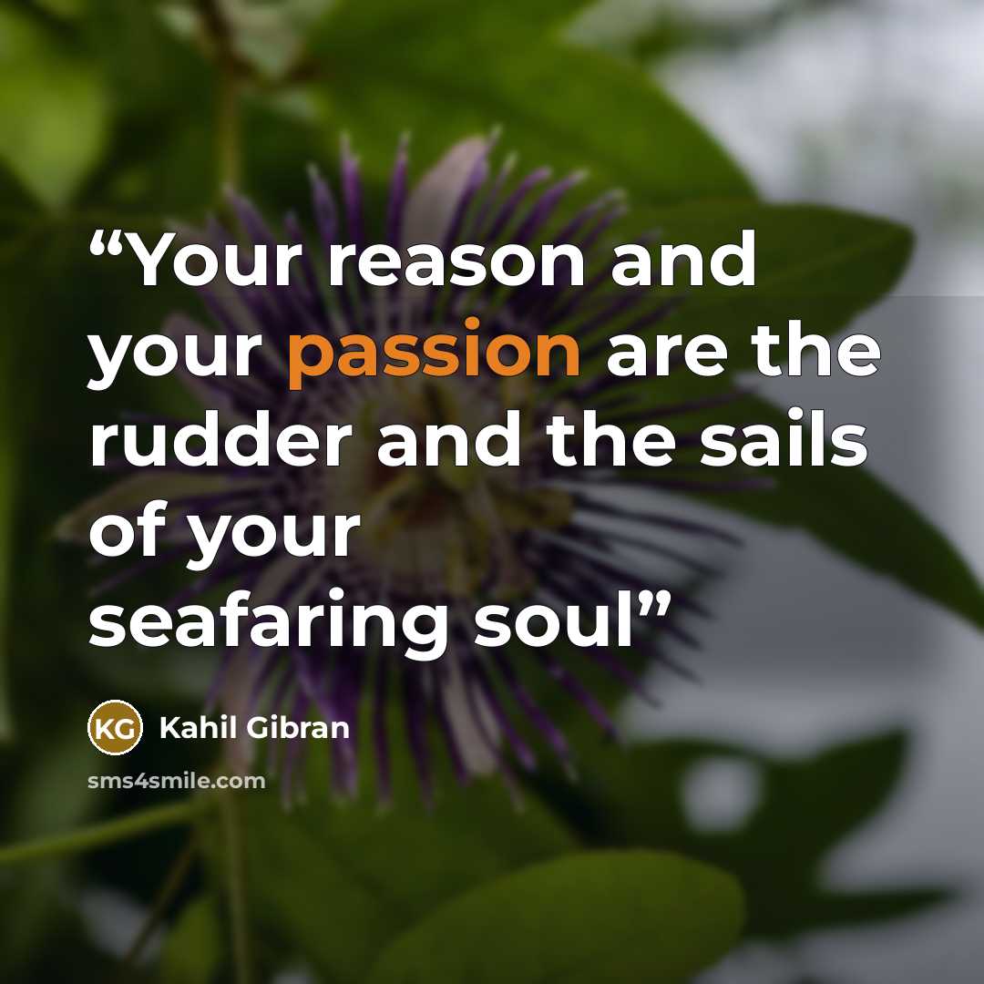 “Your reason and your passion are the rudder and the sails of your seafaring soul” quote by Kahil Gibran