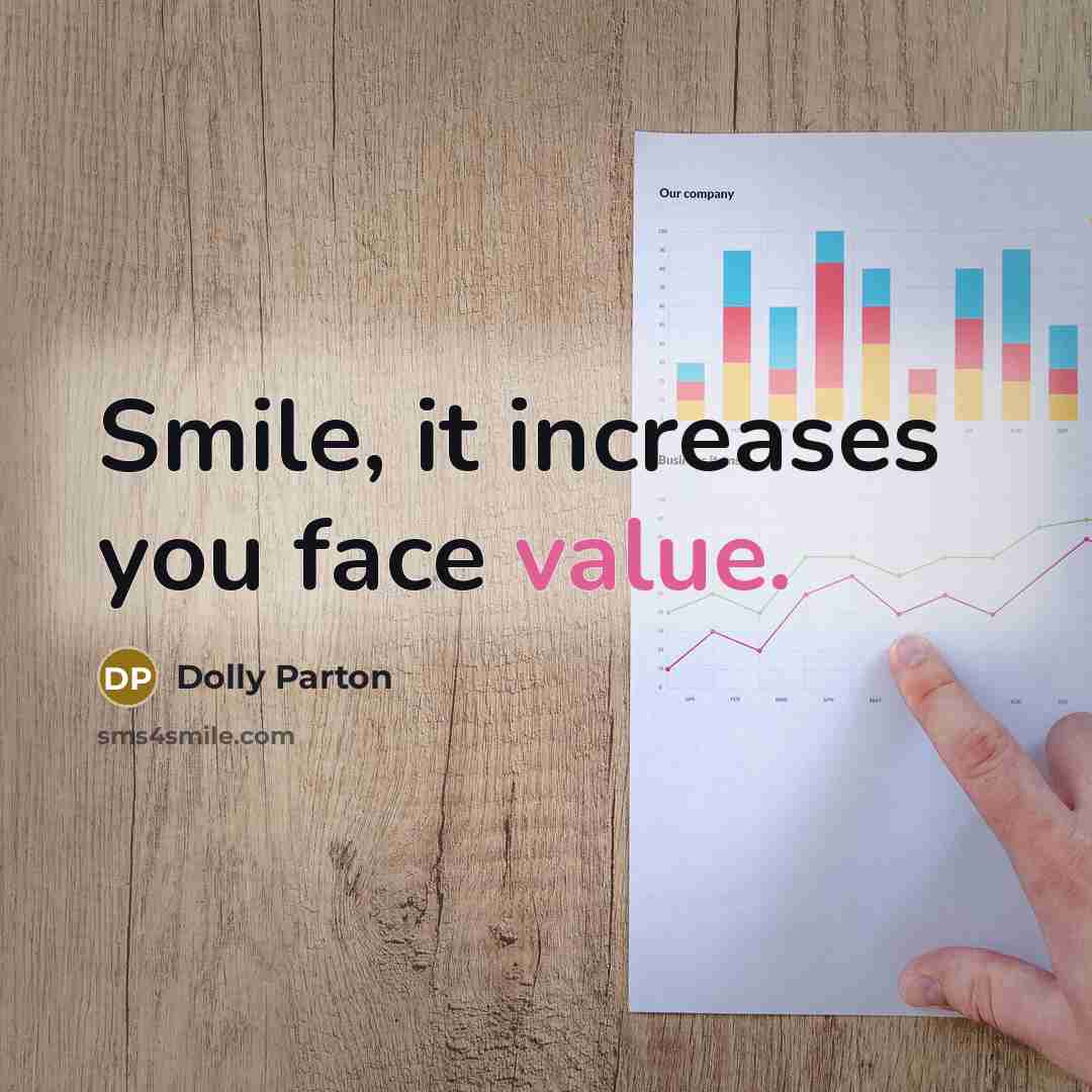 “Smile, it increases you face value.” quote by Dolly Parton