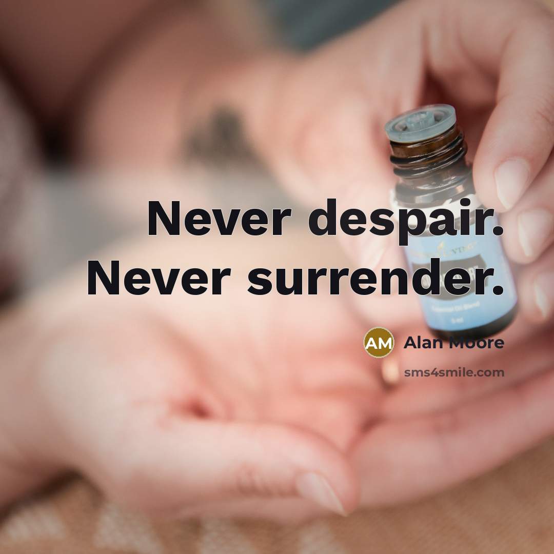 “Never despair. Never surrender.” quote by Alan Moore