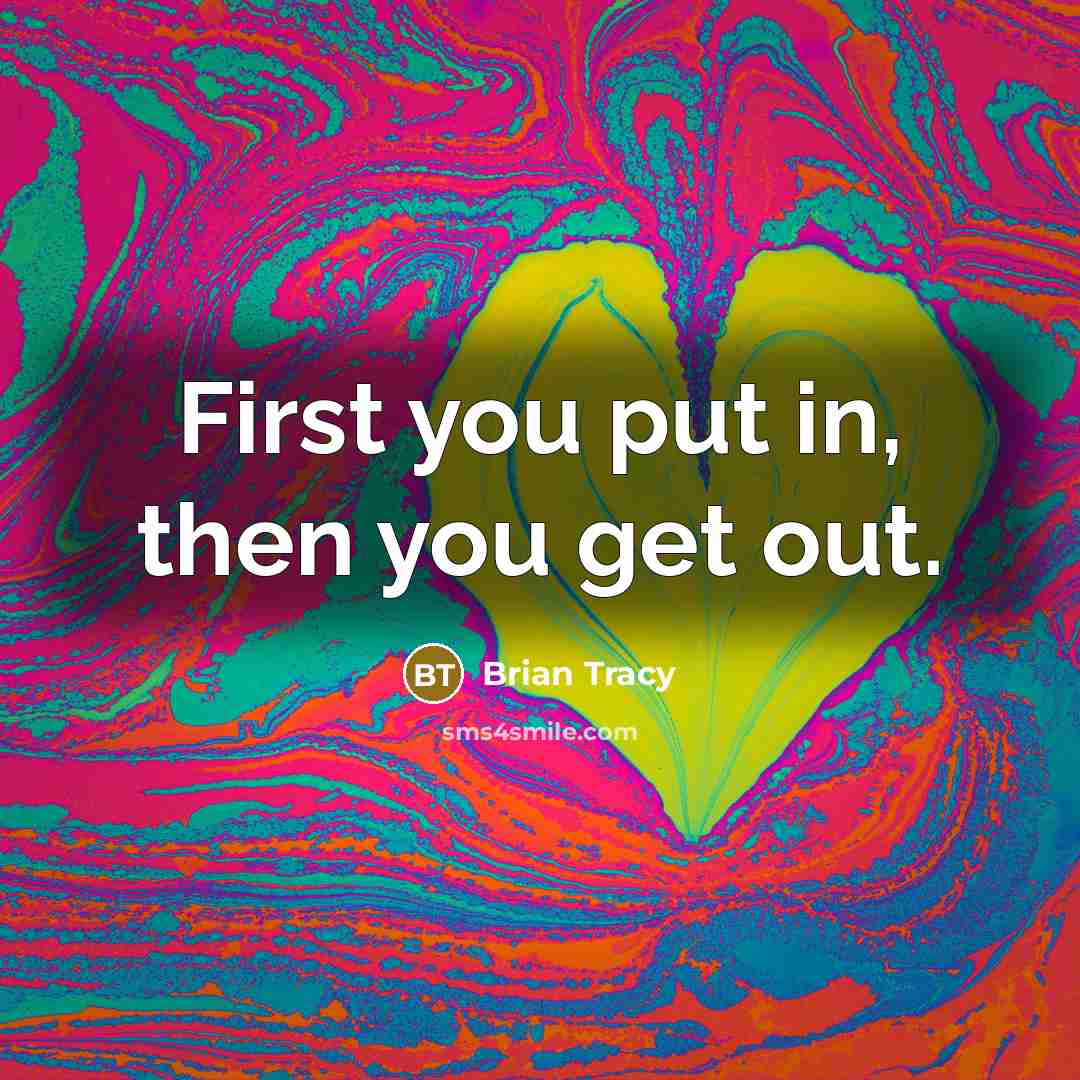 “First you put in, then you get out.” quote by Brian Tracy