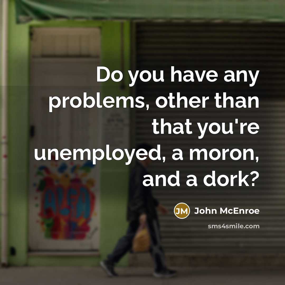 “Do you have any problems, other than that you're unemployed, a moron, and a dork?” quote by John McEnroe