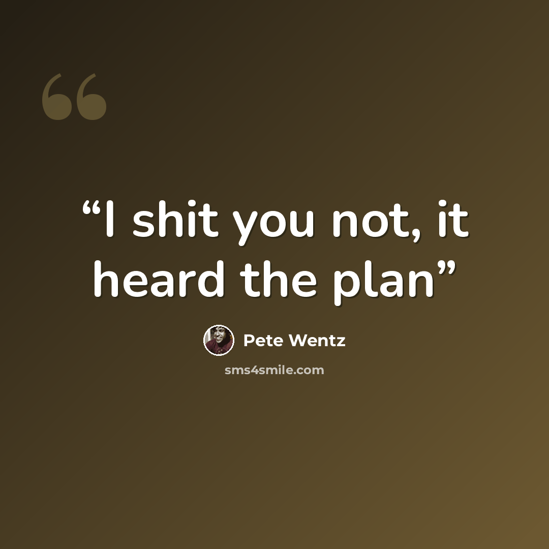 “I shit you not, it heard the plan” quote by Pete Wentz