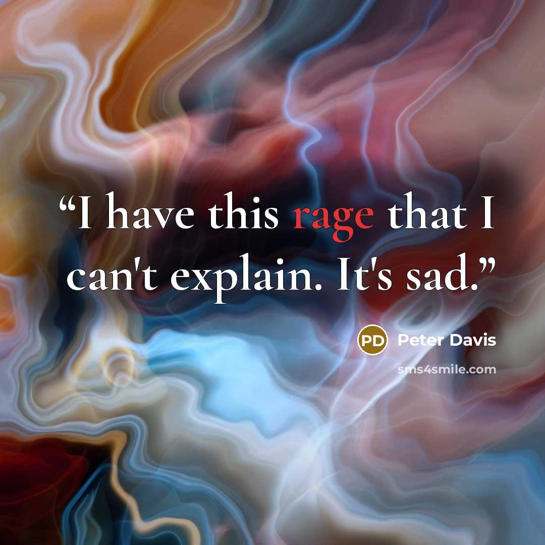 “I have this rage that I can't explain. It's sad.” quote by Peter Davis