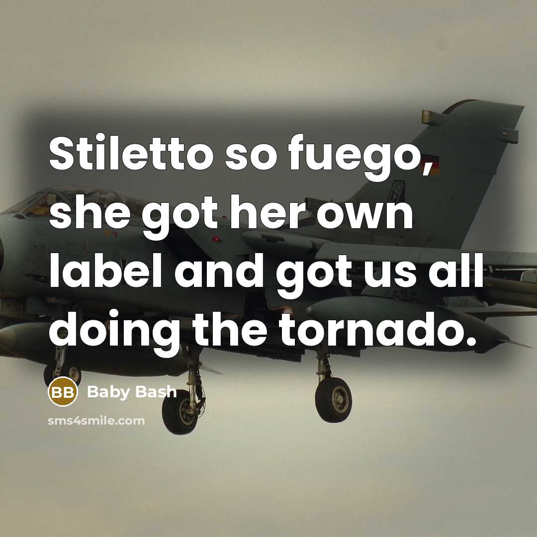 “Stiletto so fuego, she got her own label and got us all doing the tornado.” quote by Baby Bash