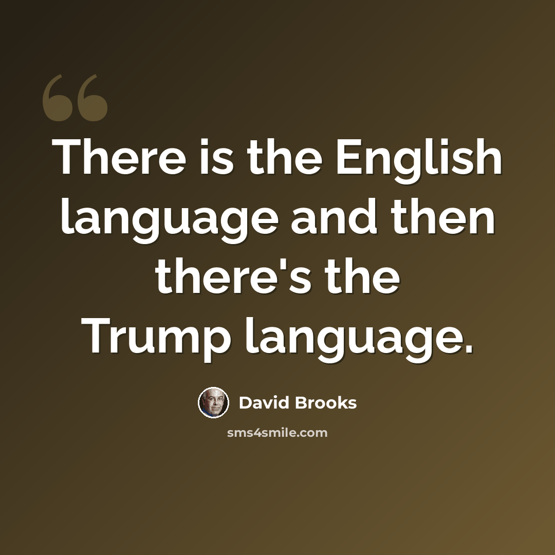 “There is the English language and then there's the Trump language.” quote by David Brooks