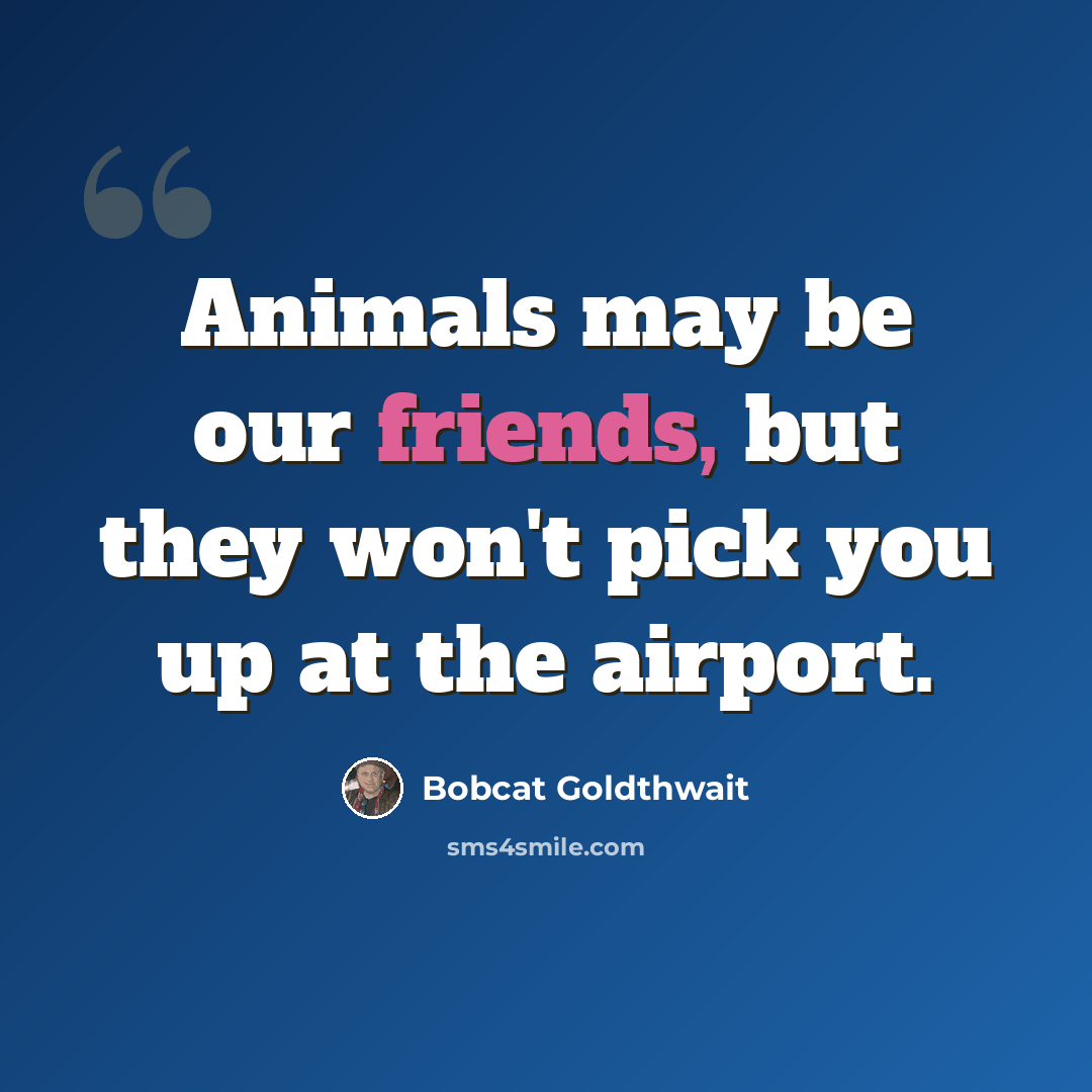 “Animals may be our friends, but they won't pick you up at the airport.” quote by Bobcat Goldthwait