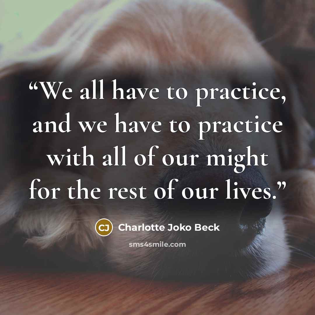 “We all have to practice, and we have to practice with all of our might for the rest of our lives.” quote by Charlotte Joko Beck